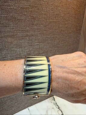 Navy and Cream Geometric Cuff Bracelet - women Accessories